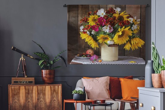 Tenture murale - Tissu mural - Fleurs - Couleurs - Nature morte - 120x90 cm - Tapisserie