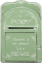HAES DECO - Boîte aux lettres vintage en métal vert avec texte imprimé "POST", dim. 26x9x39 cm