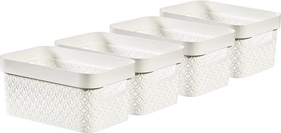 Panier de rangement en plastique recyclé avec couvercle en bambou - 10  litres - ON RANGE TOUT