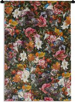 Wandkleed - Bloemen - Regenboog - Kunst - Oude meesters - Tapestry - Wandtapijt - Katoen - Woondecoratie - 90x135 cm - Slaapkamer - Wanddoek - Muurkleed - Muurdecoratie - Wandkleden