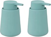 5Five Zeeppompje/dispenser - 2x - Cocoon - kunststeen - ijsblauw - 15 cm - 300 ml - Badkamer/toilet/keuken