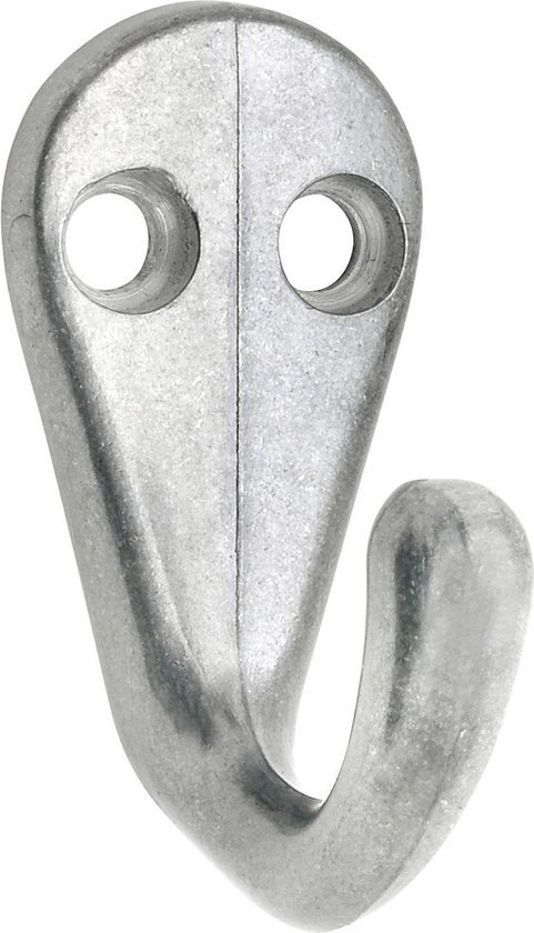 1x Luxe kapstokhaken / jashaken zilverkleurig - hoogwaardig aluminium - 3,3 x 4,1 cm