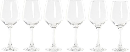 6x Stuks witte wijn glazen 320 ml van glas - Wijnglazen - Keuken/servies basics