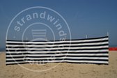 Strand Windscherm Marine Blauw - Wit - 6 meter Sterk Dralon met 2 Delige Houten Stokken 180 cm - Inclusief houten hamer