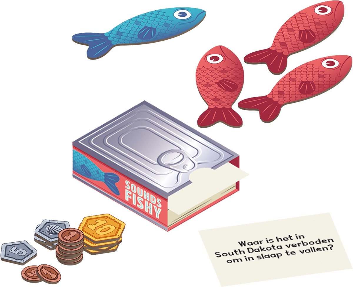 999 Games - Sounds Fishy - Partyspel - Kun jij je pokerface bewaren? - Gezelschapsspel - Nederlandstalig - Klein cadeautje — afbeelding 2