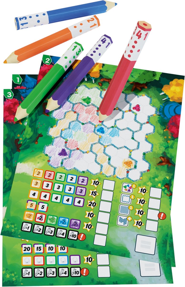 999 Games - Pick a Pen - Tuinen - Dobbelspel - Dobbelen met potloden - Scorevellen van 3 verschillende niveaus - Gezelschapsspel - Familiespel - Klein cadeautje - bevat spelregels in NL en EN — afbeelding 7