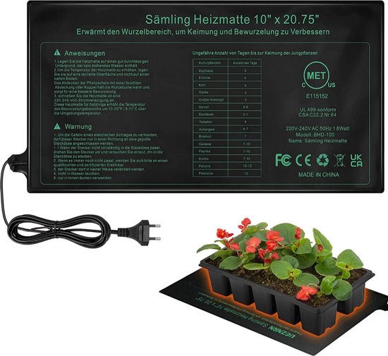 Foto: Kweekmat verwarmingsmat planten met digitale thermostaat warmtemat 25 5x52 5 cm kweekmat propagator kweektent zaden stekjes kiemen ook geschikt voor onder terrariums spat waterdicht