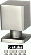 Meubelknop zilver vierkant - Kastknop RVS kleur - 5 stuks - Deurknoppen zilver voor kasten- Deurknopjes zilver - Kastknoppen zilver - handgreep zilver - meubelknoppen zilver - Deurknopjes zilver - Meubelbeslag zilver - deurknop zilver