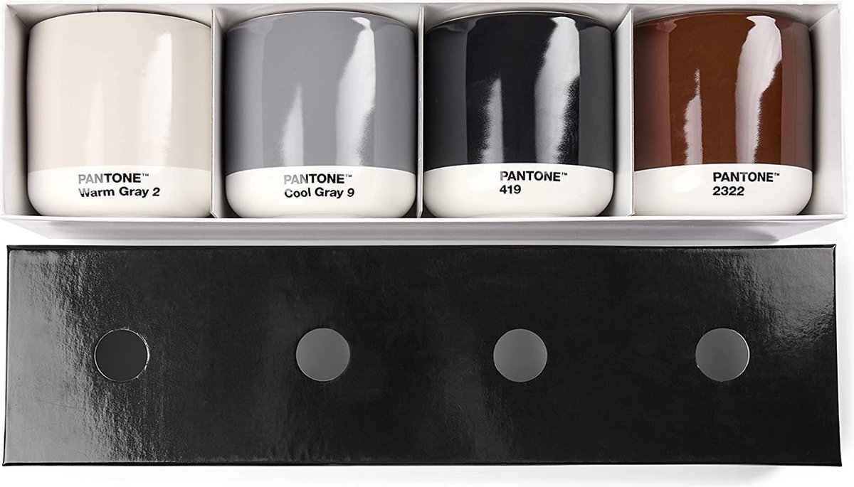 Copenhagen Design Pantone - machiato koppen - set van 4 - Beige/Zwart/Grijs/Bruin