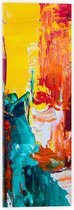 Acrylglas - Verfmix van Blauw, Rood en Oranje Tinten - 20x60 cm Foto op Acrylglas (Wanddecoratie op Acrylaat)
