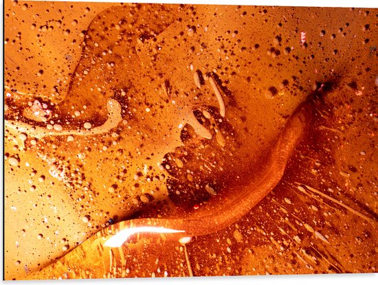 Dibond - Textuur in Mix van Oranje Tinten - 80x60 cm Foto op Aluminium (Wanddecoratie van metaal)