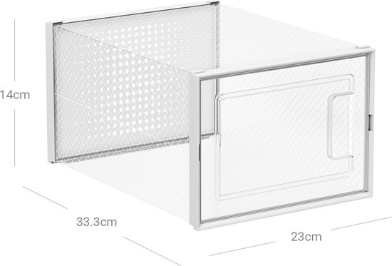 Lot de 12 boîte à chaussure plastique transparent - 34.5 x 20 x