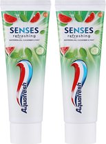 Aquafresh Tandpasta – Senses Refreshing Watermelon, Cucumber & Mint - 2 x 75 ml