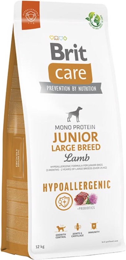 Brit Care hypo-allergeen Junior - large breed Lam en Rijst -12kg