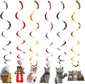 Poezen decoratie met 6 draaispiralen met katten afbeelding - kat - poes - huisdier - decoratie