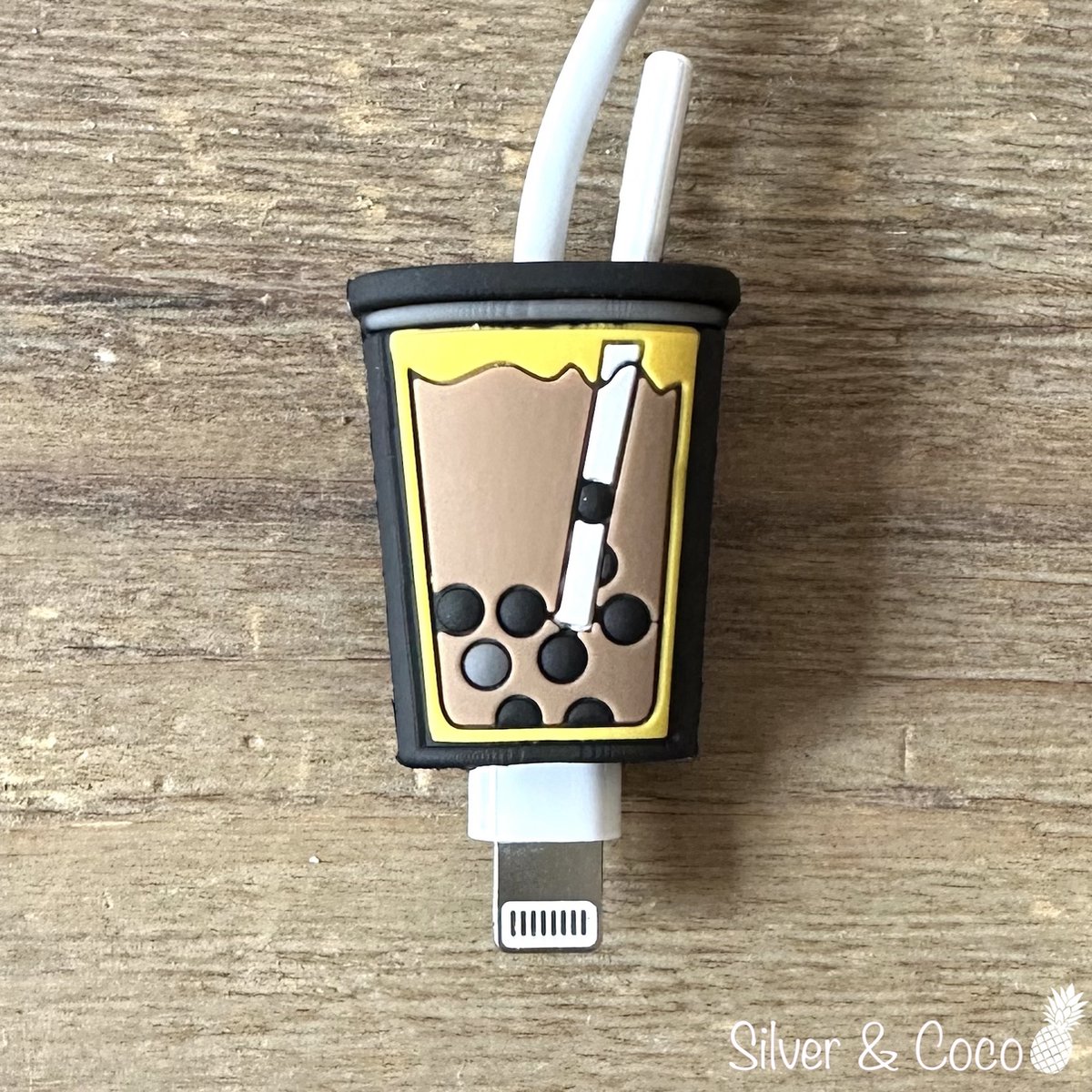 SilverAndCocos - Kabeldiertjes / Kabelprotector / Kabelbeschermer Mobiele Telefoon Kabel Lader beschermer / Kabelbijter iPhone iPad Android oplader - Bubble Tea