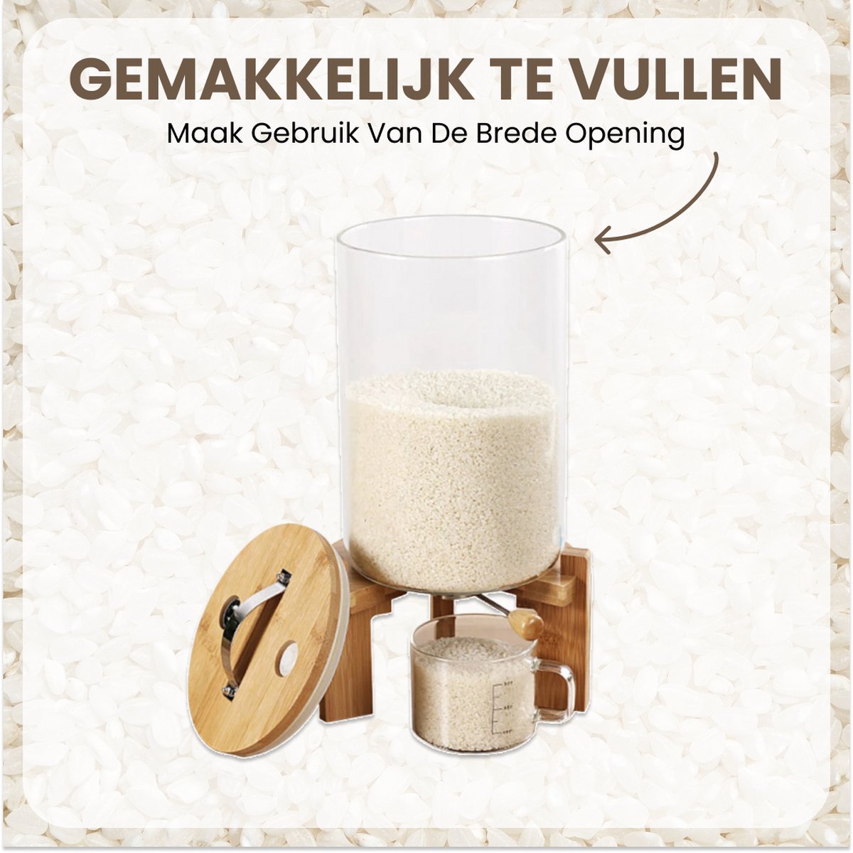 Rijst Dispenser & Granen Container 15KG/25KG Voedsel Opslag Bin met