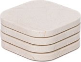 Mooisa - Onderzetter marmer - organisch - beige set van 4 stuks - 10x10x1cm