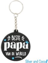 SilverAndCoco® - Vaderdag Verjaardag Cadeau Kind / 2D Sleutelhanger Auto Huis / Key Chain / Sleutel Ring Sleutels - Vader / Dad / Beste Papa