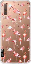 Casetastic Samsung Galaxy A7 (2018) Hoesje - Softcover Hoesje met Design - Flamingo Party Print