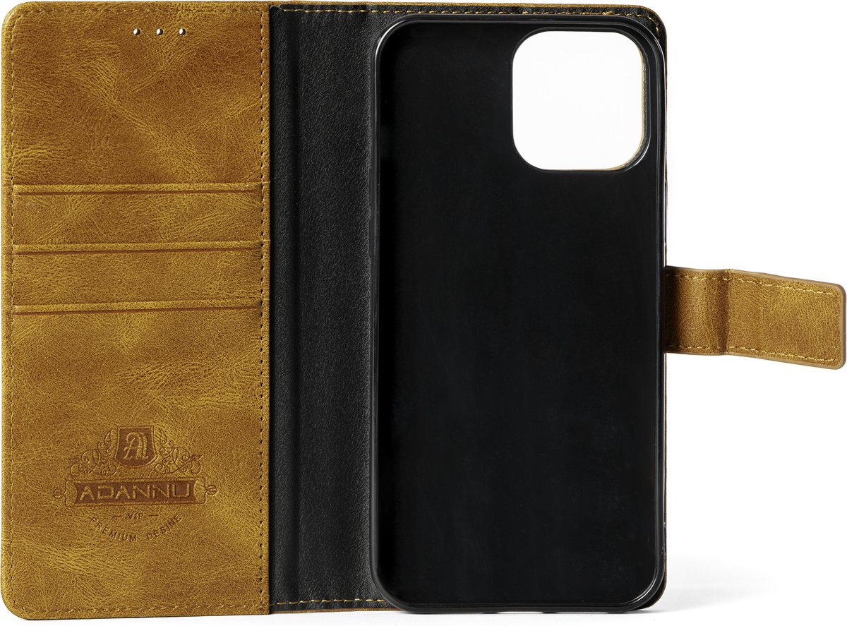 Gianni - Telefoonhoesjes - Bookcase wallet - Magnetisch - Iphone 13 pro max – Beige – Uitklapbaar