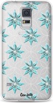 Casetastic Samsung Galaxy S5 / Galaxy S5 Plus / Galaxy S5 Neo Hoesje - Softcover Hoesje met Design - Statement Flowers Blue Print