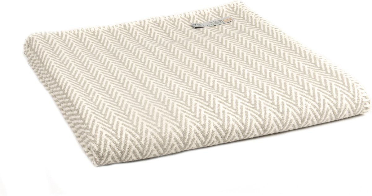 Tweedmill Textiles Tweedmill - Plaid - 100% Katoen - Visgraat - Grijs - 140 x 160cm - Dekentje voor op de bank