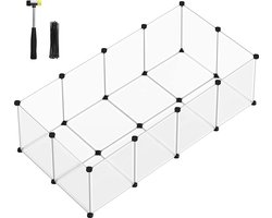 Huisdier lichaamsbeweging speelbox met bodem, 20 panelen, DIY behuizing hek kooi voor kleine dieren, cavia's, hamsters, konijntjes, huisdier rennen en krat, wit