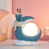 B21 Lola Moon Girl - Veilleuse LED - Lampe - Lumière Bébé et Enfant - Figurine Décoration Mignonne pour Bébé Enfant - Chambre - Cadeau Cadeau - Bébé Blauw Wit - 20x15,5x9,5 cm