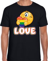 Bellatio Decorations Gay Pride shirt - love - regenboog - heren - zwart L