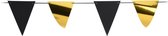 Party Vlaggenlijn - binnen/buiten - plastic - metallic zwart/goud - 6 m - 25 punt vlaggetjes