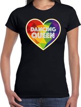Bellatio Decorations Gay Pride shirt - dancing queen - regenboog - dames - zwart XL