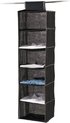 5Five kast organizer - hangend - 6 vakken - 30 x 30 x 120 cm - zwart