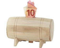 Spaarpot voor kinderen/volwassenen - Houten vat/ton - 13 x 8 cm - Wijnvat/Whisky vat