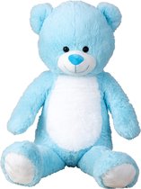 XL Beer knuffel van zachte pluche - blauw - 100 cm - Teddyberen speelgoed/kraamcadeau