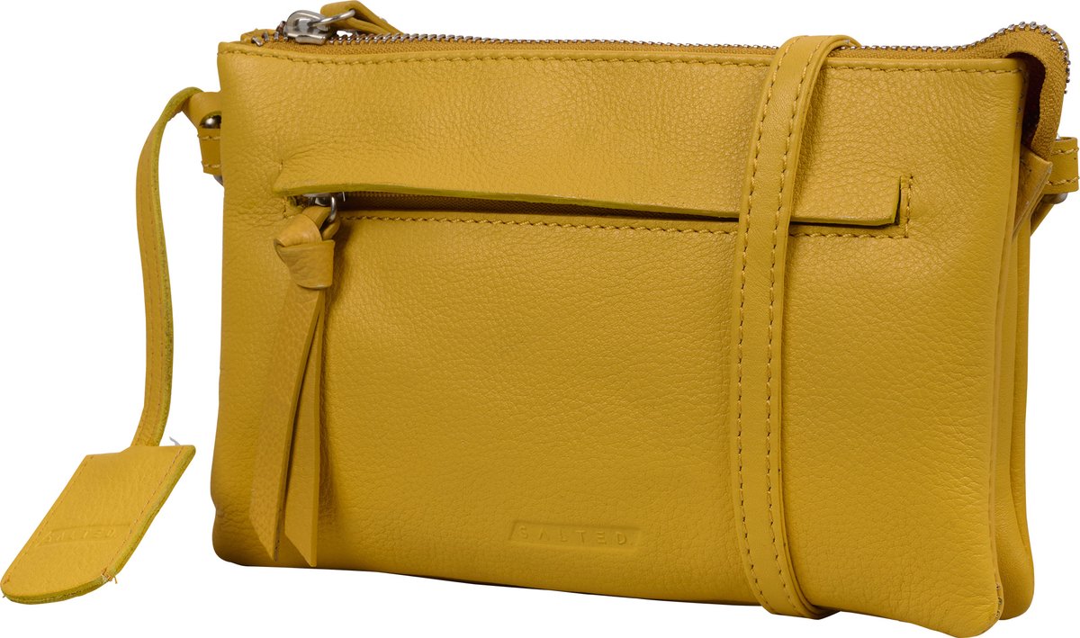 Salted Dames Crossover Schoudertas - Glad Leer - Geel