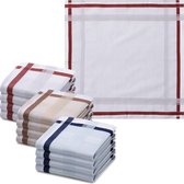 JEMIDI zakdoeken heren 100% katoen - 40 x 40 cm - Set van 12 - Herbruikbare zakdoeken voor volwassenen - In crème/grijs/blauw