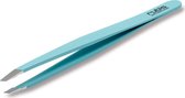 Rubis epileer pincet voor wenkbrauwen - schuin - professioneel pincet uit RVS met schuine punt - licht blauw