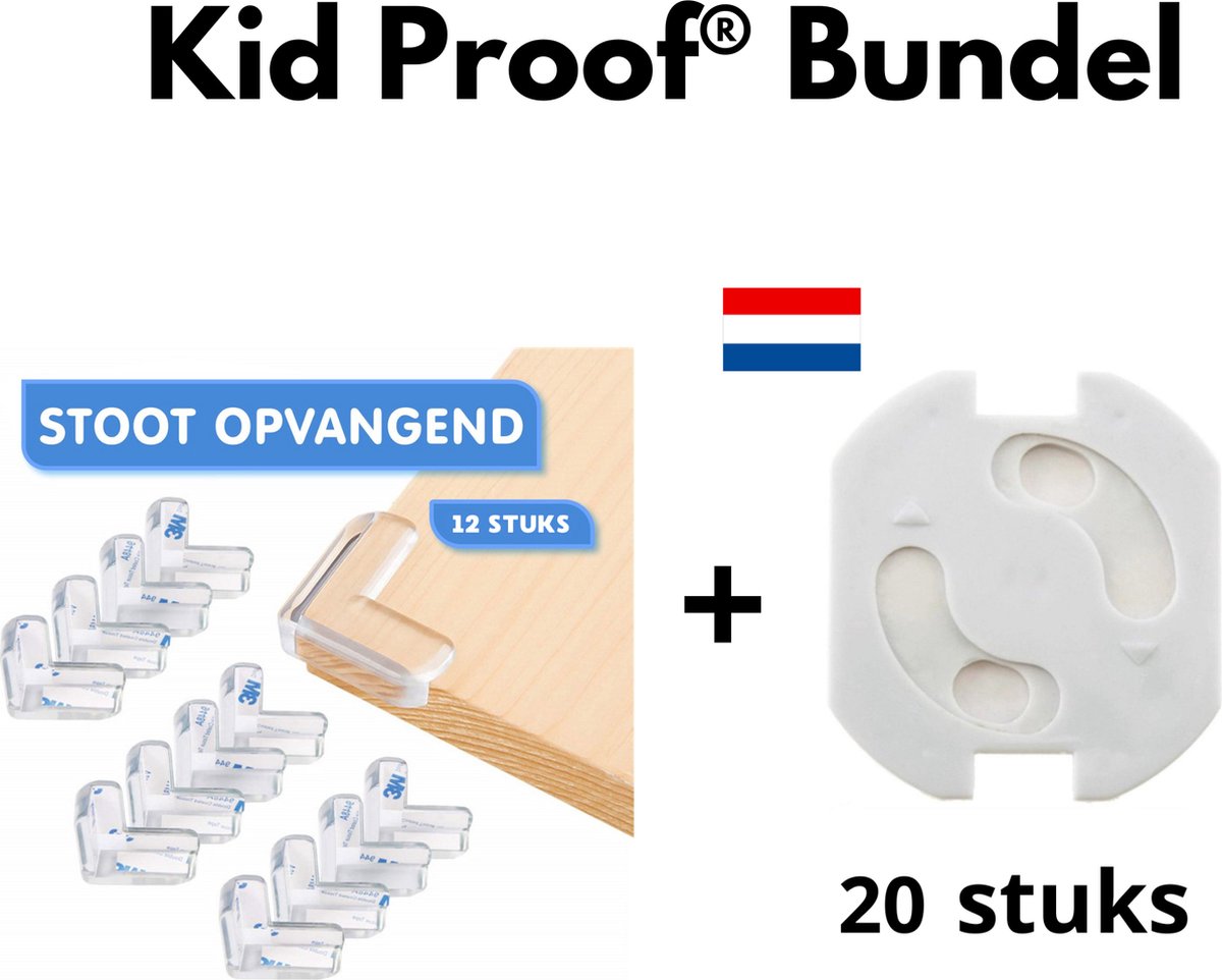 Kinderveiligheid Bundel NL - Stopcontact Beveiliging 20x - Hoekbeschermers Tafel 12x - Zelfklevend