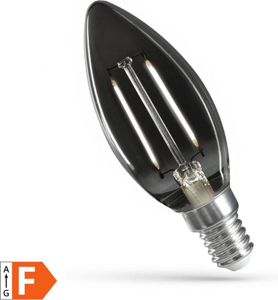 Spectrum - LED Filament lamp Smoked glass E14 - C35 - 2,5W - 4000K helder wit licht