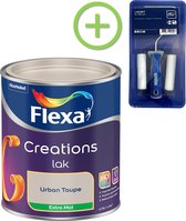Flexa Creations - Lak Extra Mat - Urban Taupe - 750 ml + Flexa Lakroller - 4 delig