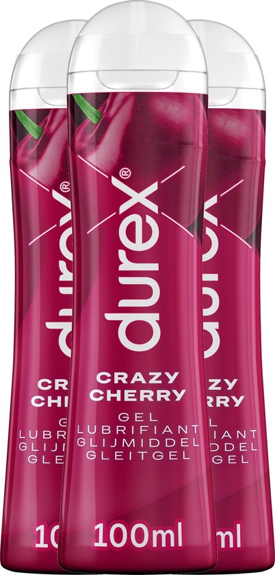 Durex Glijmiddel Crazy Cherry - Kers - waterbasis - 100ML x3