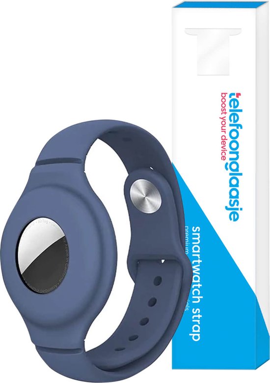 Telefoonglaasje Polsband Geschikt voor Apple Airtag - Siliconen - Blauw/Grijs
