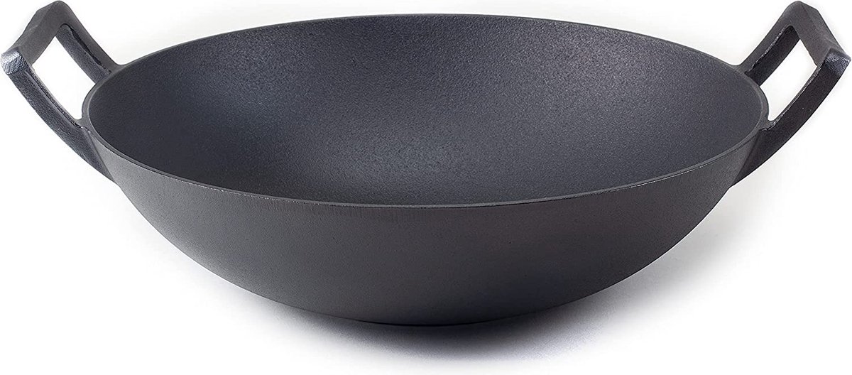 Wok en fonte, poêle wok haute, encastrable avec Ø 35,5 cm, article pour  induction