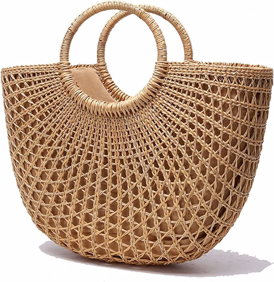 HSTWODE Stro strandtas voor vrouwen, zomer handgeweven tote tassen portemonnee met kwast, handvat bovenaan stro handtas clutch, Rosé, 26*20*8cm