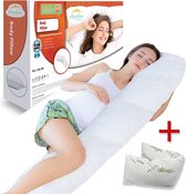 Zwangerschapskussen + bamboe sloop - Ergonomisch Lichaamskussen - body pillow - Voedingskussen - Kniekussen - Body Pillow met afneembare hoes - Dubbel Gestikte Randen Zwangerschapskussen