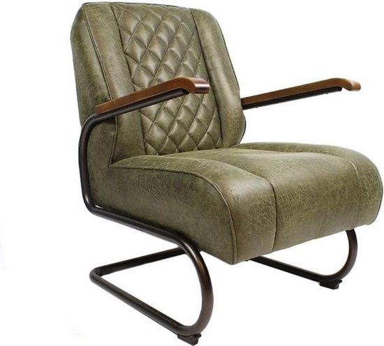 cap mei onhandig Livin24 Industriële fauteuil Milan - Groen - Eco-leer | bol.com