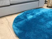 Ross 33 - Rond hoogpolig vloerkleed in blauwe kleursamenstelling