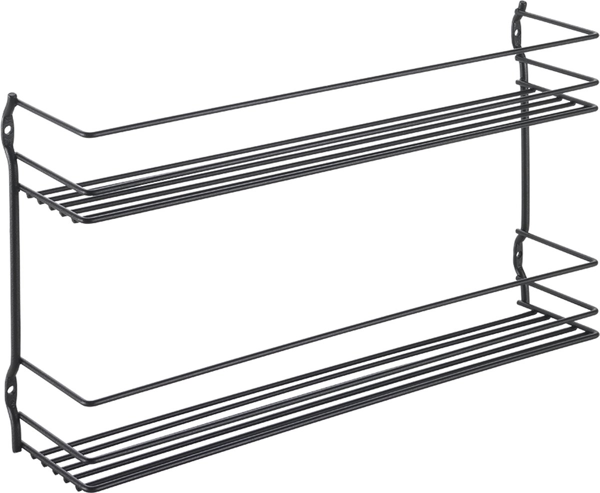 Metaltex - Kruidenrek Pepito 2 - Kruiden Organizer - 2 etages - 36x8x19 cm - zwart