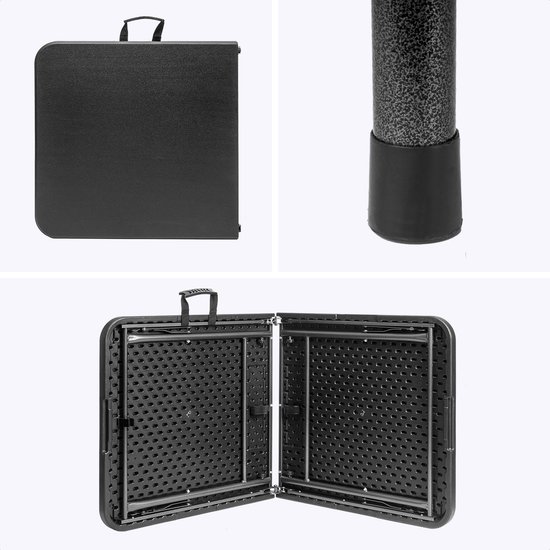 LifeGoods Inklapbare Tafel - 120x60 cm - Stevige Klaptafel - Weerbestendig - Inklapbare eettafel - Campingtafel - Vouwtafel voor Binnen en Buiten - Zwart